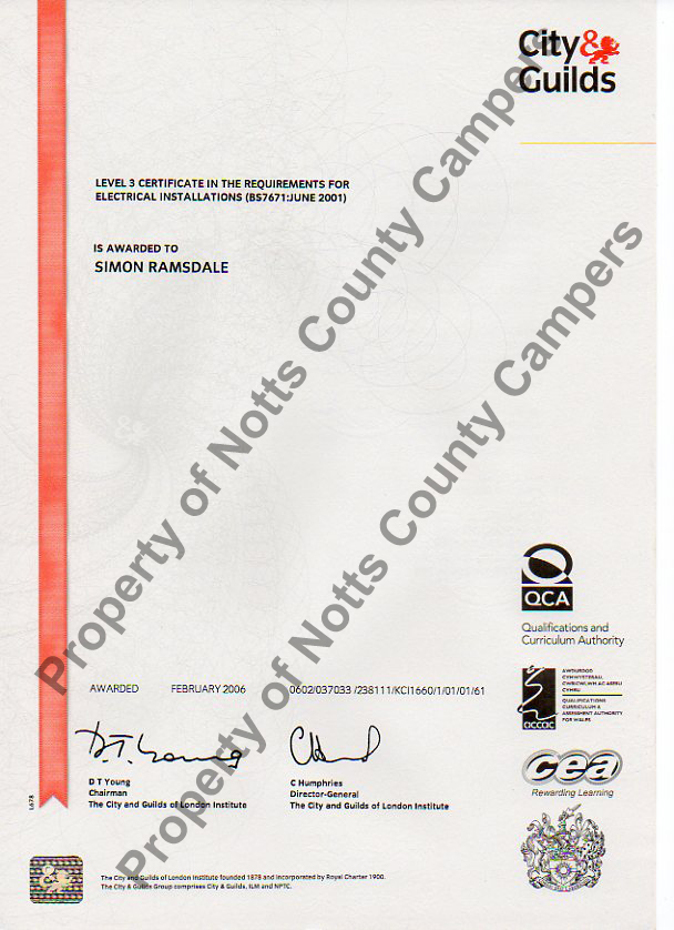 Electrical certificate